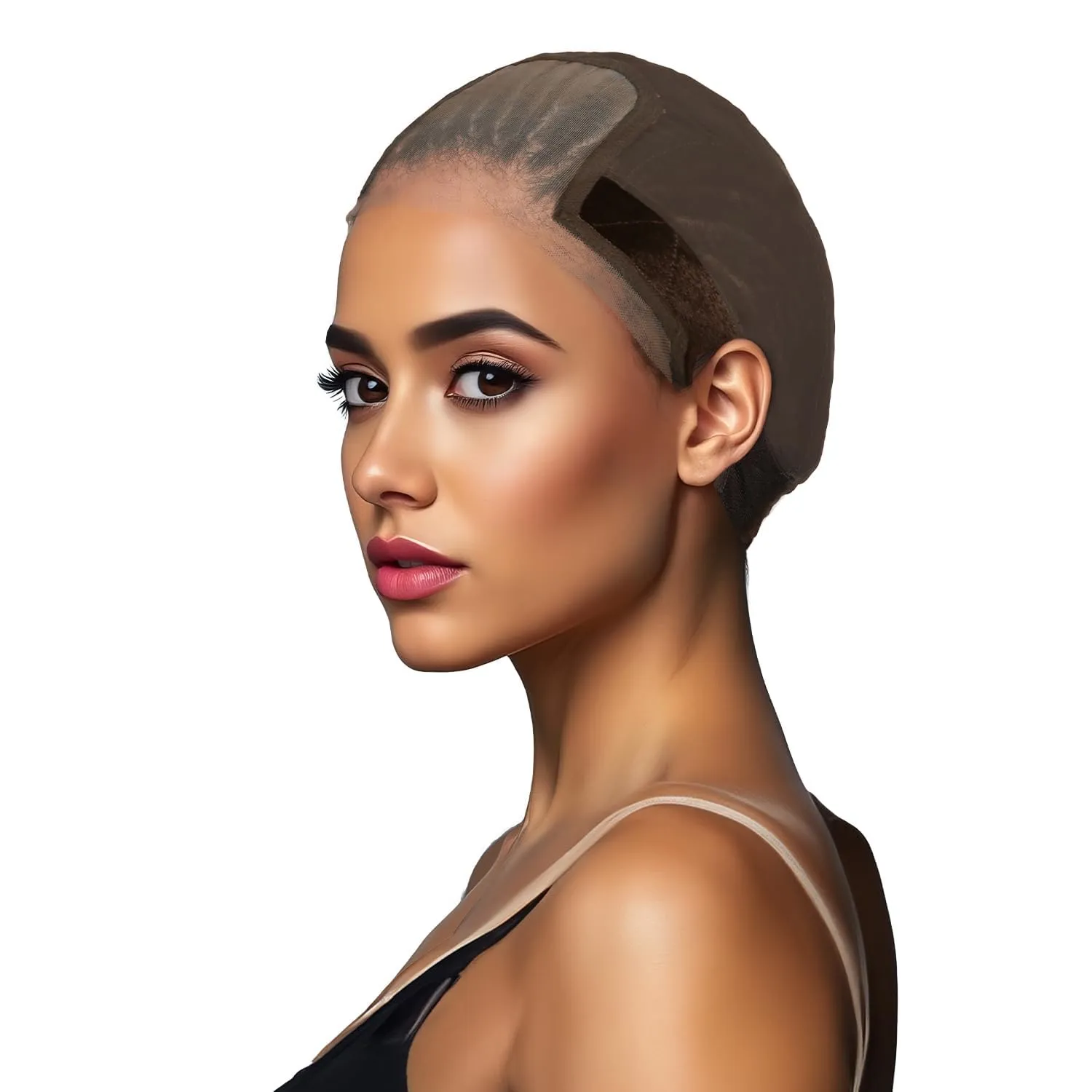 STUDIO LIMITED Non-Slip Wig Cap with Grip Band for Secure Placement, Transparent Lace for Lace Front Wigs, Available in Brown/Dark Brown/Light Beige Tones (Light Beige)