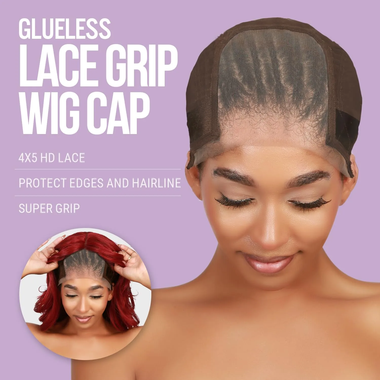 STUDIO LIMITED Non-Slip Wig Cap with Grip Band for Secure Placement, Transparent Lace for Lace Front Wigs, Available in Brown/Dark Brown/Light Beige Tones (Light Beige)