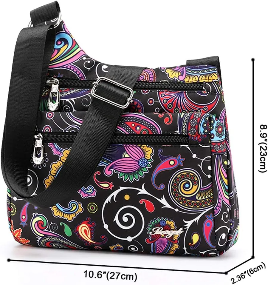 STUOYE Nylon Multi-Pocket Crossbody Purse Bags for Women Travel Shoulder Bag