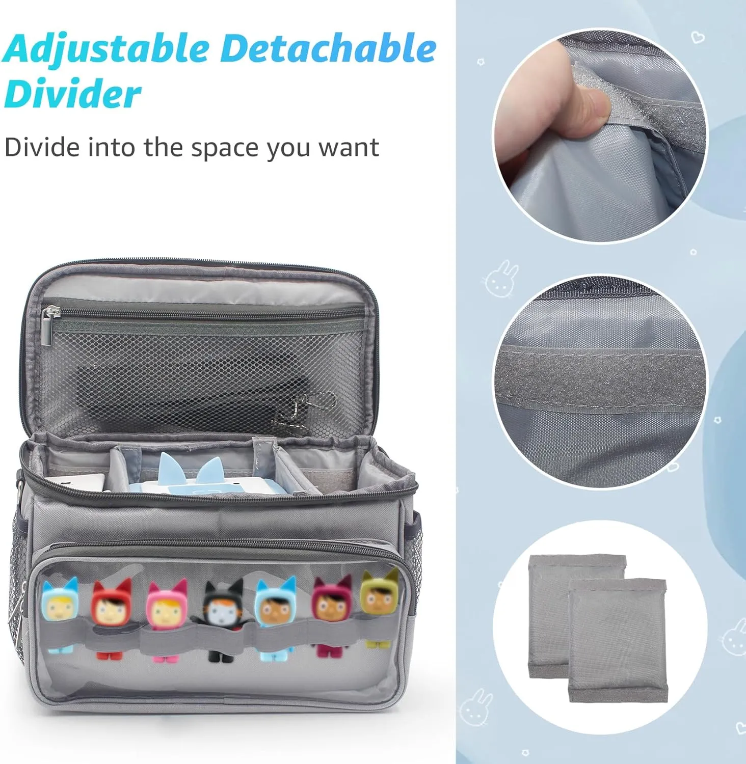 Sun3drucker Carrying Bag for Toniebox Starter Set - Carrying Case for Toniebox, Tonie Figures,Headphones and Charging Station, Portable Storage Bag with Shoulder Strap and Handle Bar (Grey)
