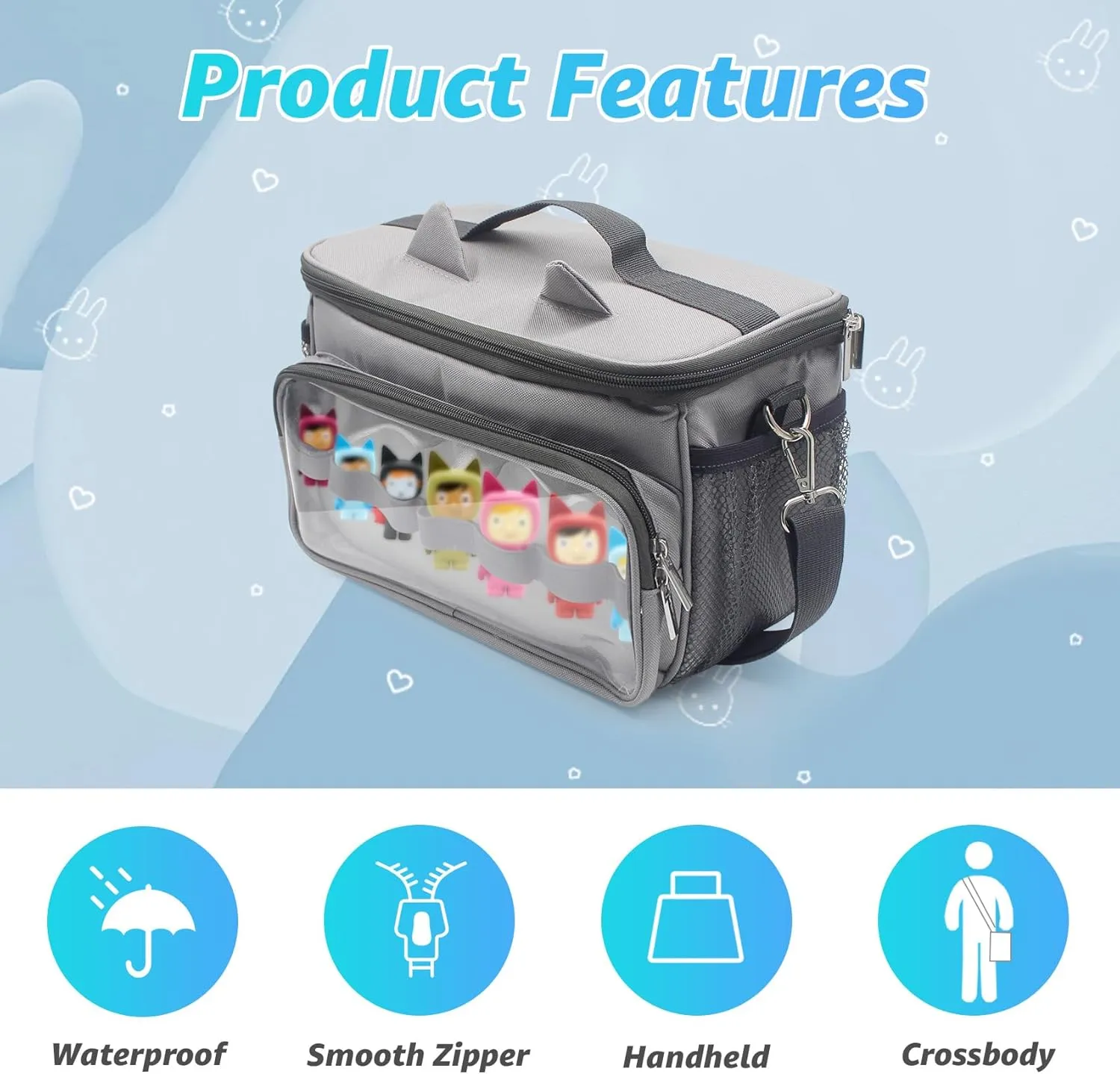 Sun3drucker Carrying Bag for Toniebox Starter Set - Carrying Case for Toniebox, Tonie Figures,Headphones and Charging Station, Portable Storage Bag with Shoulder Strap and Handle Bar (Grey)