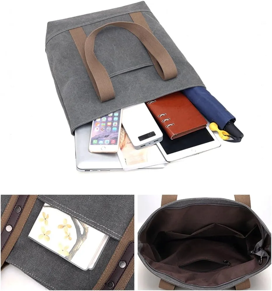 Sunshinejing Women's Canvas Shoulder Bags Retro Casual Handbags Work Bag Tote Purses