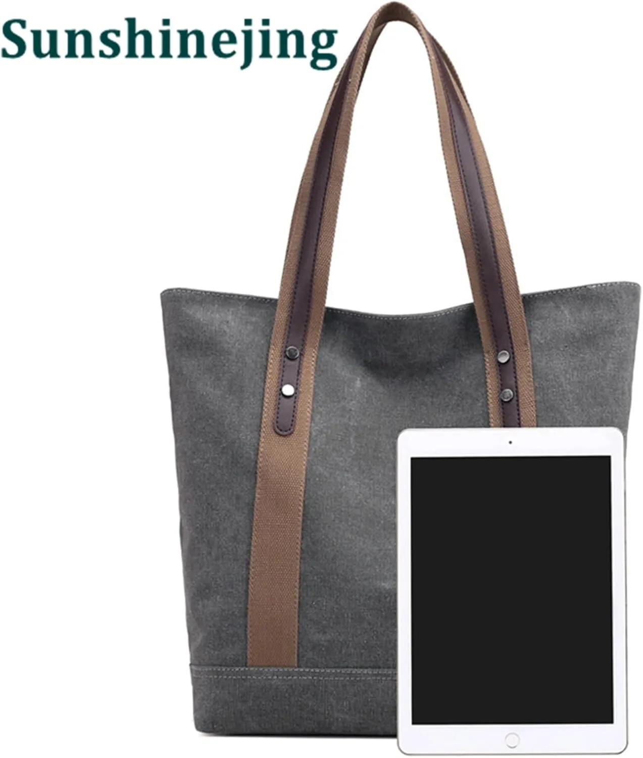 Sunshinejing Women's Canvas Shoulder Bags Retro Casual Handbags Work Bag Tote Purses