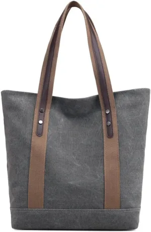 Sunshinejing Women's Canvas Shoulder Bags Retro Casual Handbags Work Bag Tote Purses