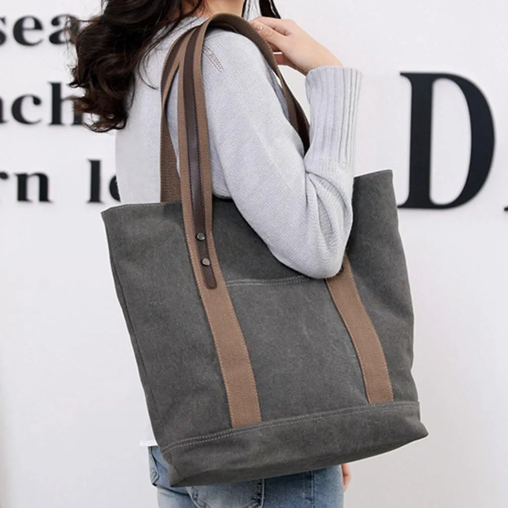Sunshinejing Women's Canvas Shoulder Bags Retro Casual Handbags Work Bag Tote Purses