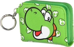 Super Mario Yoshi Women's Compact Wallet With Snap Closure And Zipper Compartment