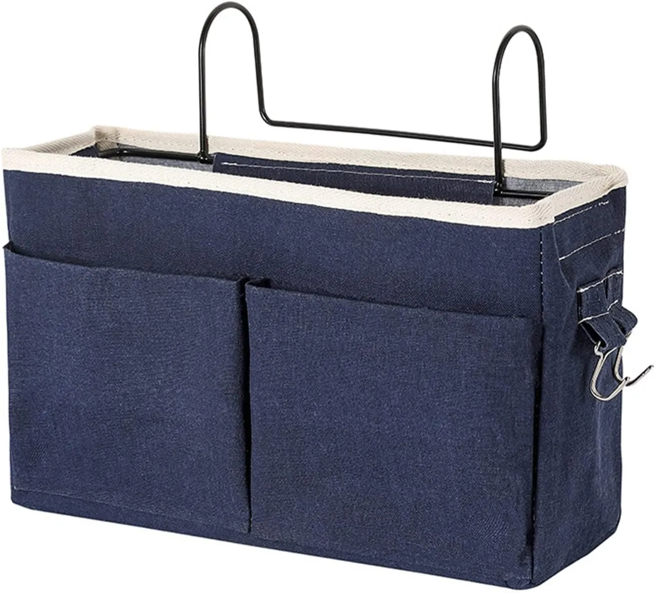 Surblue Bedside Caddy Bedside Storage Bag Hanging Organizer for Bunk, Hospital Beds, Dorm Rooms Bed Rails Camp 4 Pockets and 2 Hooks(Navy)