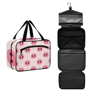 susiyo Pink Pig Noses Toiletry Bags with Hanging Hook Foldable Cosmetic Bag Travel Accessories- Large