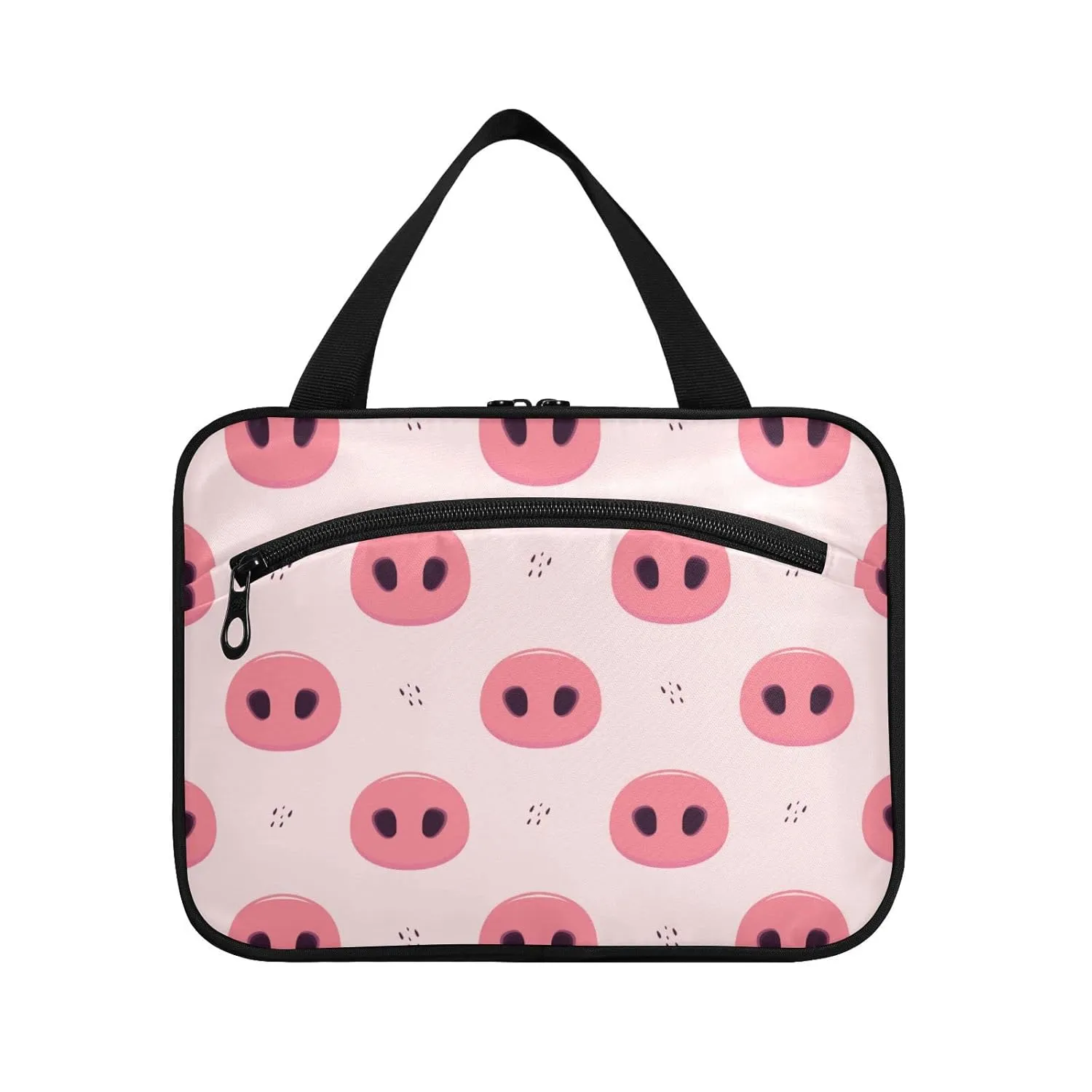 susiyo Pink Pig Noses Toiletry Bags with Hanging Hook Foldable Cosmetic Bag Travel Accessories- Large