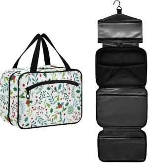 susiyo Travel Toiletry Bag with Hanging Hook Large Capacity Cosmetic Bag Multifunction Makeup Pouch Organizer for Women Girls Men-Blue and Green Spruce Branches,Large