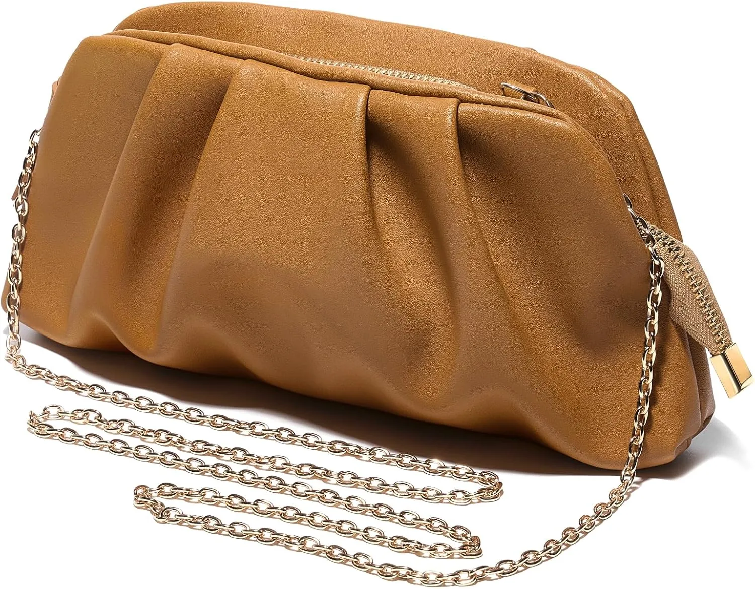 SWEETV Dressy Vegan Leather Clutch Purse for Women Formal, Soft Pleated PU Evening Clutch for Weddings, Proms, Cocktail-Gemma