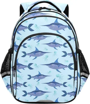 Swordfish and Jellyfish Backpack for School Study Book Bag Laptop Backpack Work Travel Computer Bags