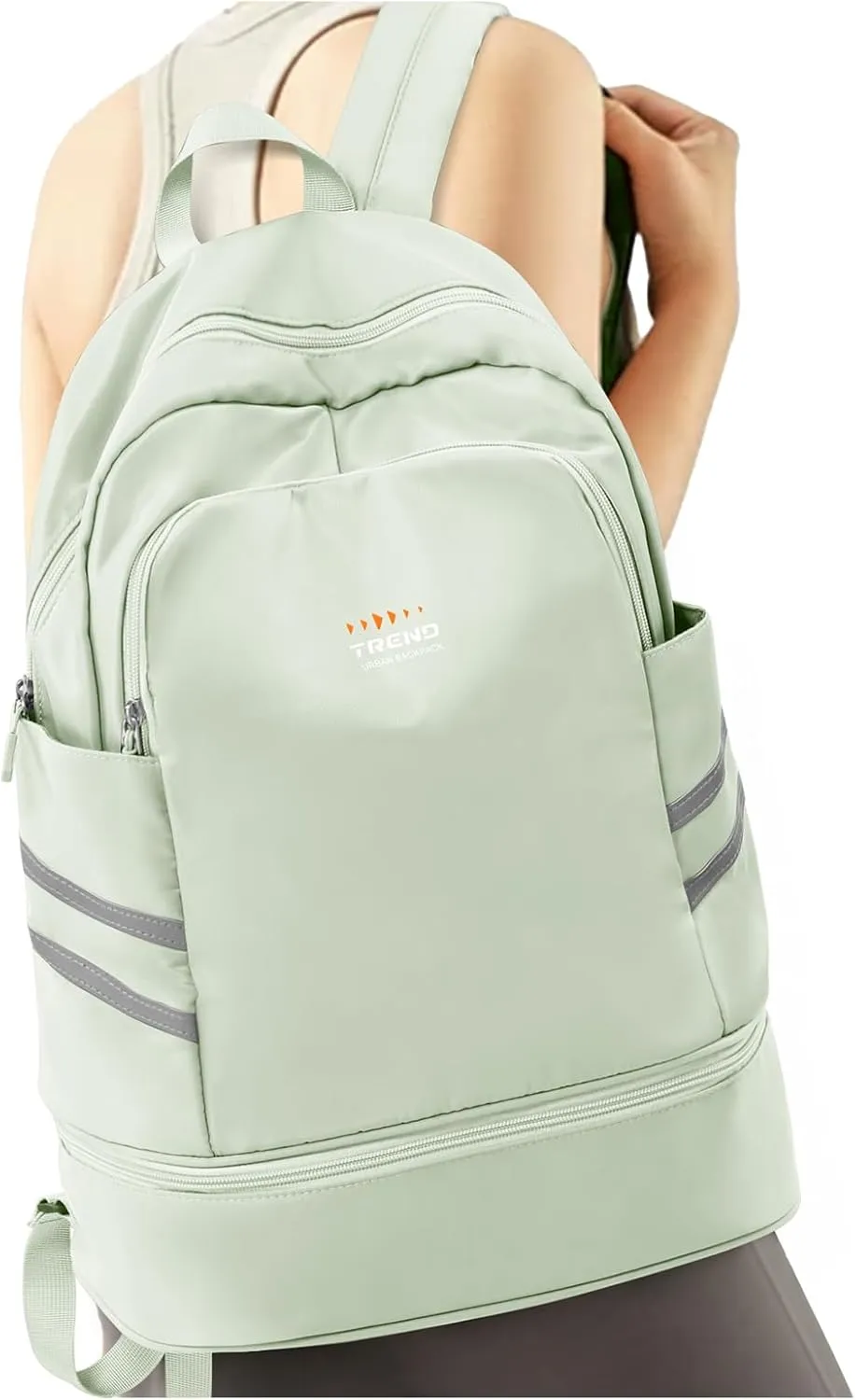 SYCNB Women's Multi-purpose Sports Backpack, Large (13.4"x7.9"x18.5"), Mint Cream, Waterproof, Wet Pocket & Shoes Compartment
