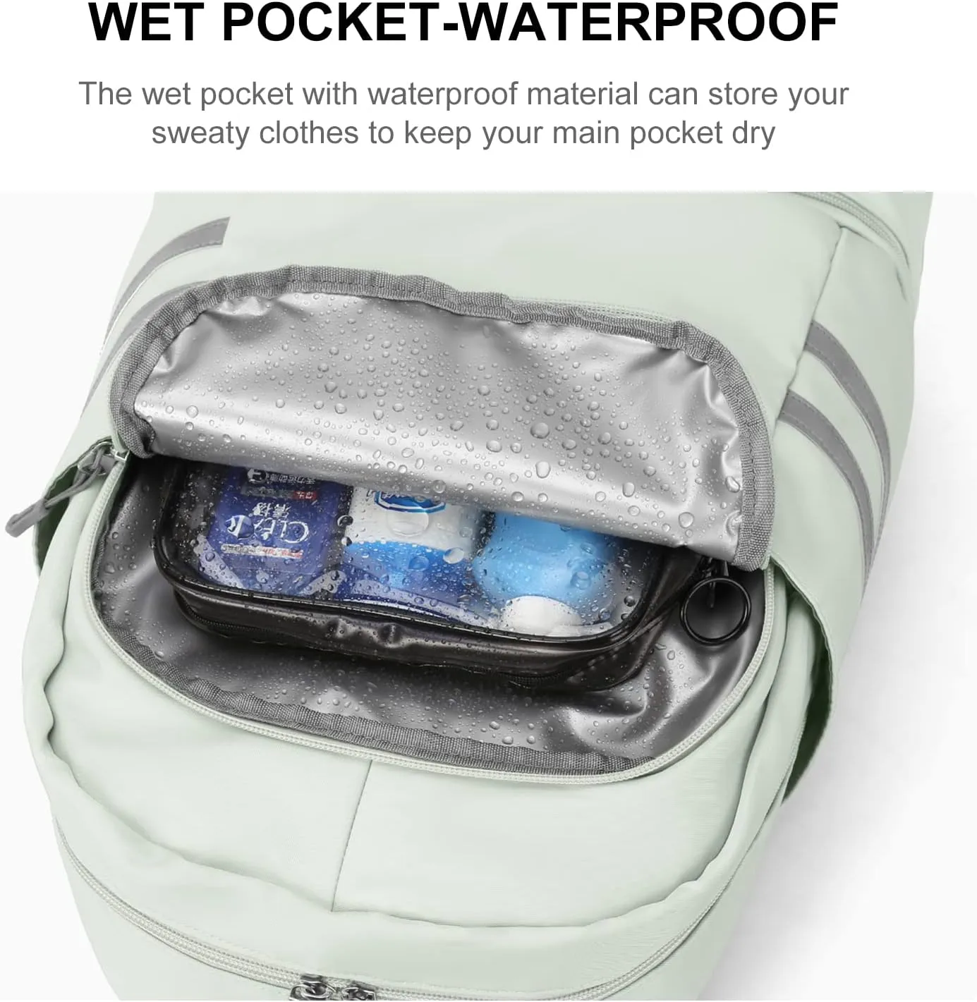 SYCNB Women's Multi-purpose Sports Backpack, Large (13.4"x7.9"x18.5"), Mint Cream, Waterproof, Wet Pocket & Shoes Compartment