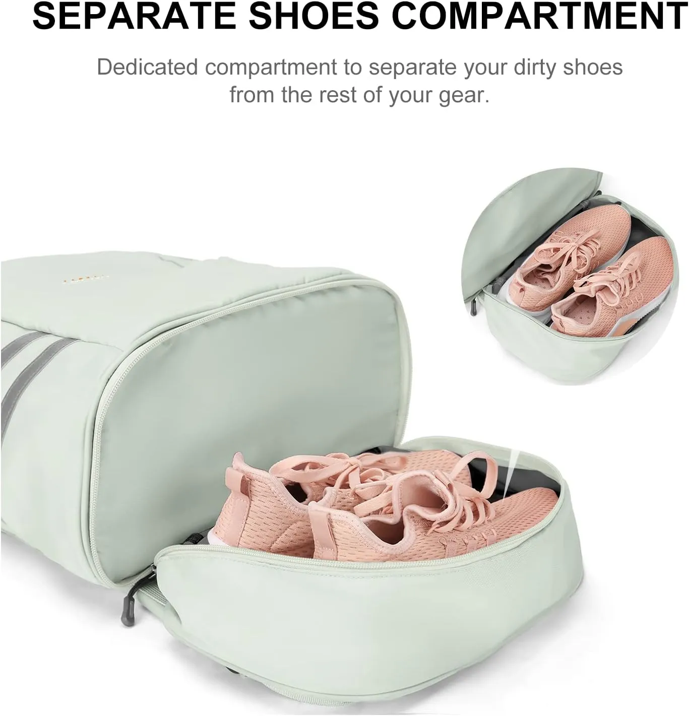 SYCNB Women's Multi-purpose Sports Backpack, Large (13.4"x7.9"x18.5"), Mint Cream, Waterproof, Wet Pocket & Shoes Compartment