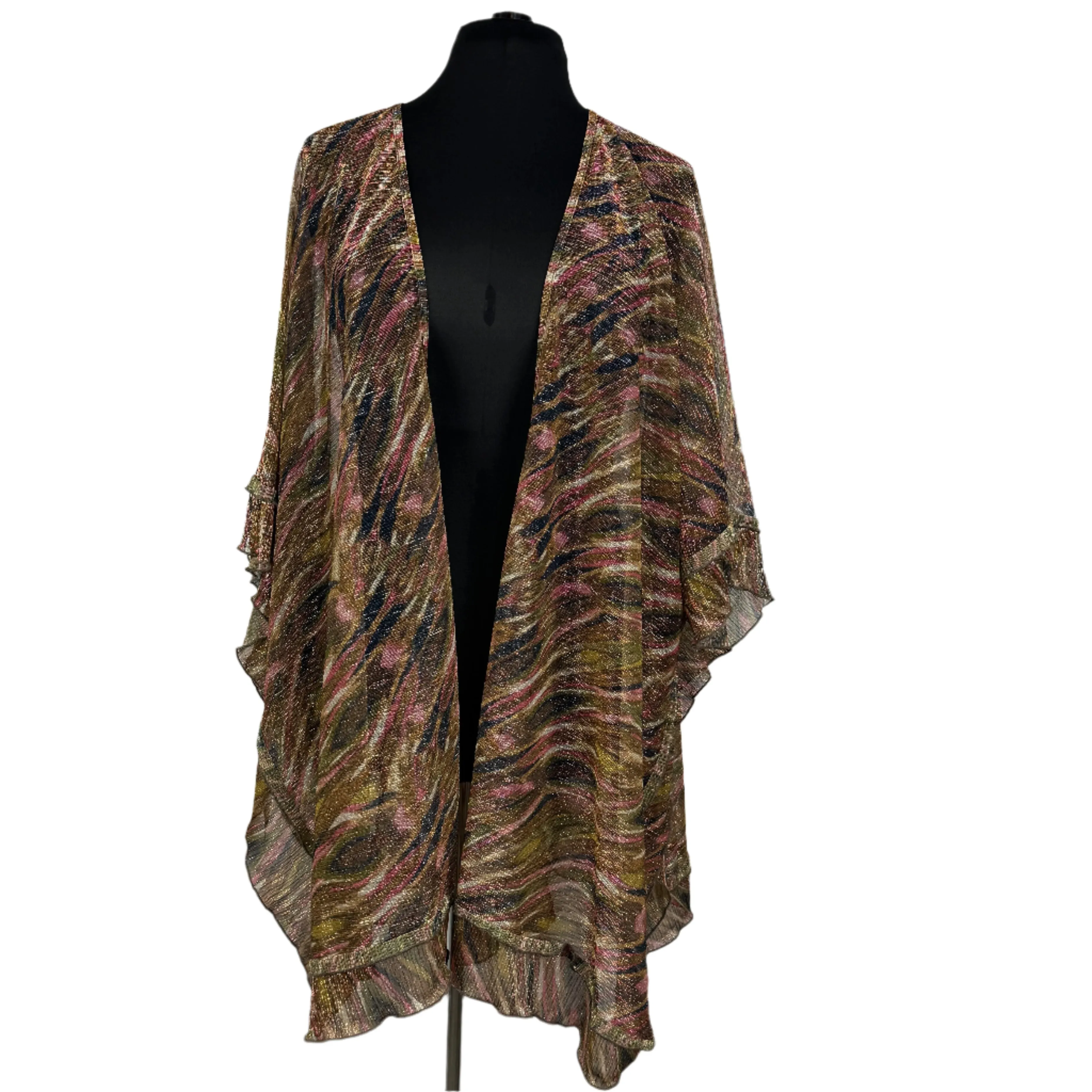 Taking Shape Metallic Lurex Open Jacket Kimono Open Size