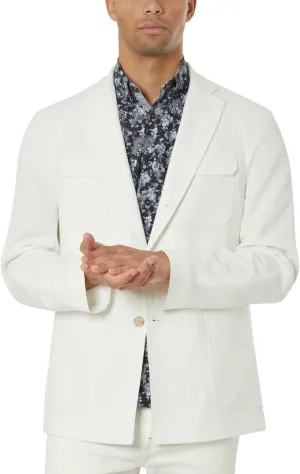 Tallia Mens Slim Fit Textured Sport Coat 48 Long White
