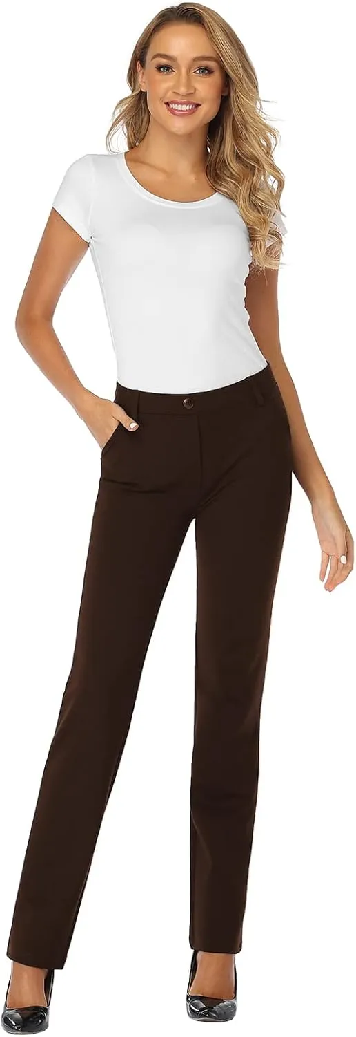 Tapata Women's 28''/30''/32''/34'' Stretchy Straight Dress Pants with Pockets Tall, Petite, Regular for Office Work Business