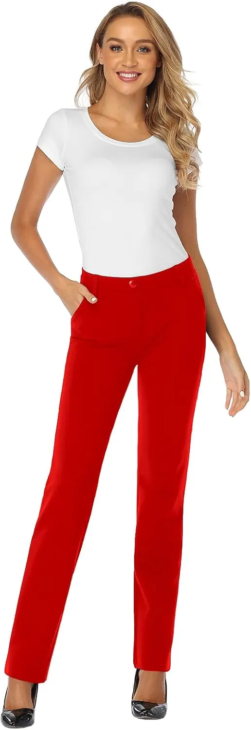Tapata Women's 28''/30''/32''/34'' Stretchy Straight Dress Pants with Pockets Tall, Petite, Regular for Office Work Business