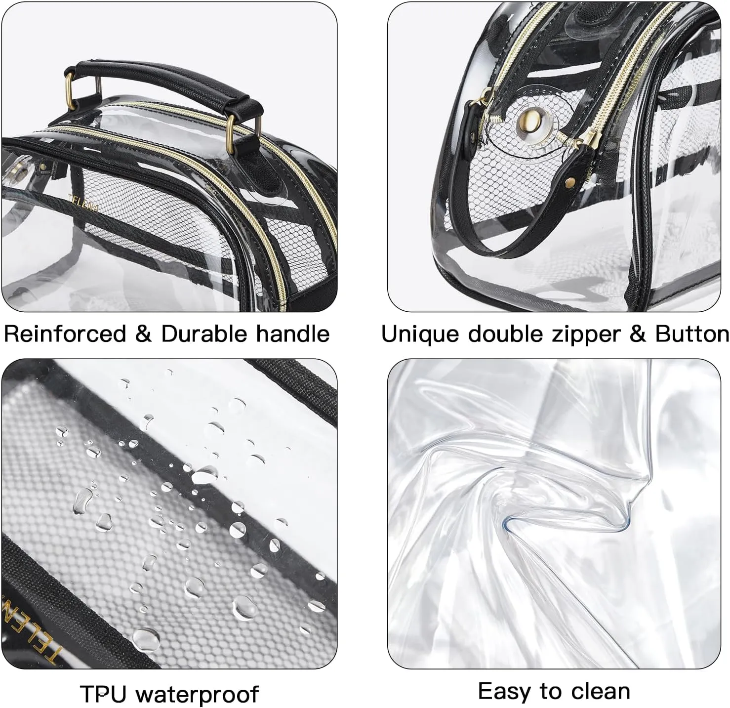 Telena Clear Toiletry Travel Cosmetic Bag - Makeup Organizer for Women Water Resistant Make Up Toiletries Bags Kit for Traveling