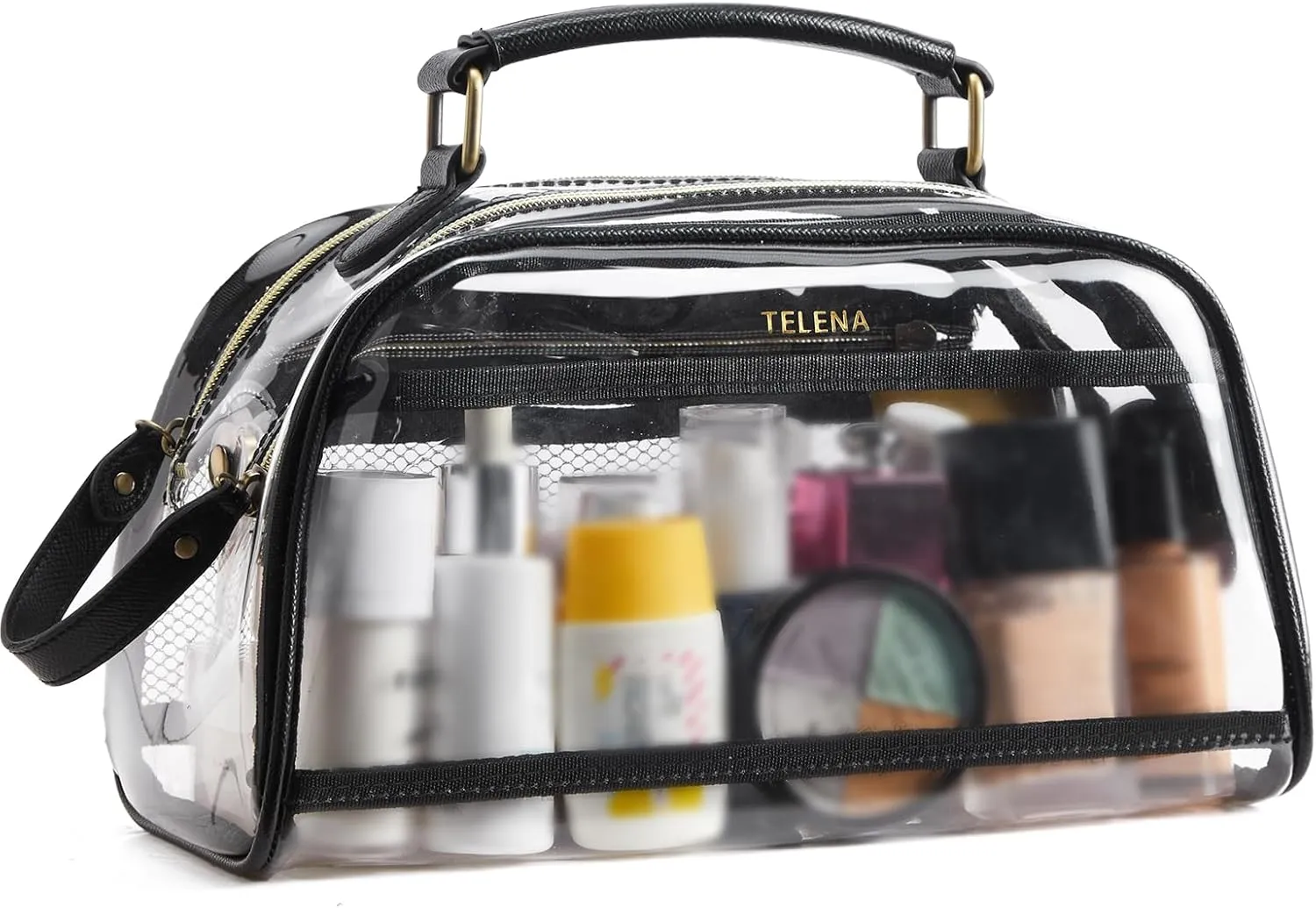 Telena Clear Toiletry Travel Cosmetic Bag - Makeup Organizer for Women Water Resistant Make Up Toiletries Bags Kit for Traveling
