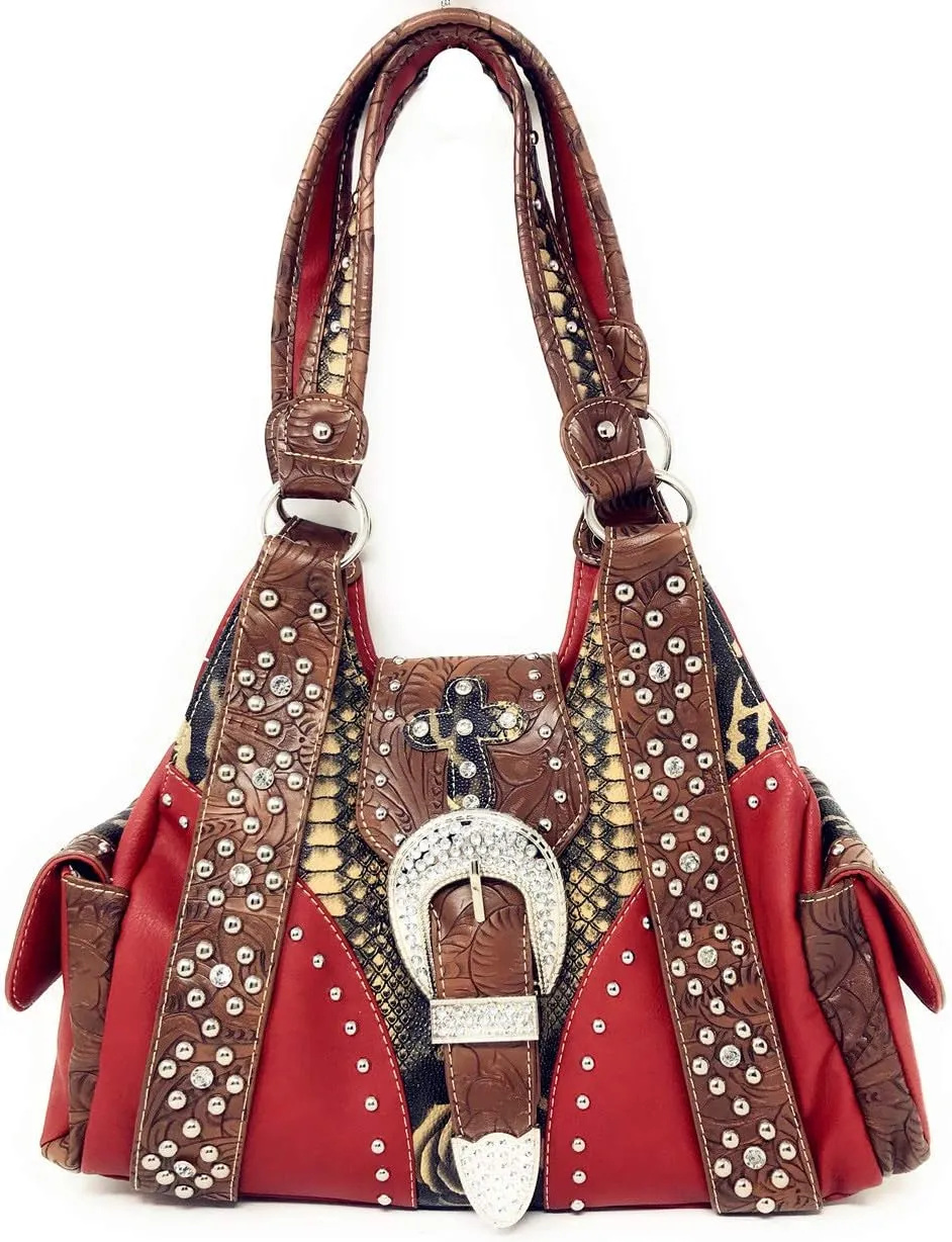 Texas West Premium Women's Rhinestone Buckle Handbag Wallet in 6 colors