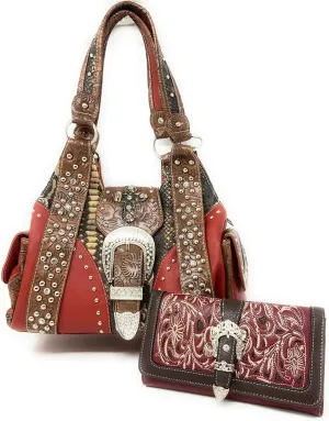 Texas West Premium Women's Rhinestone Buckle Handbag Wallet in 6 colors