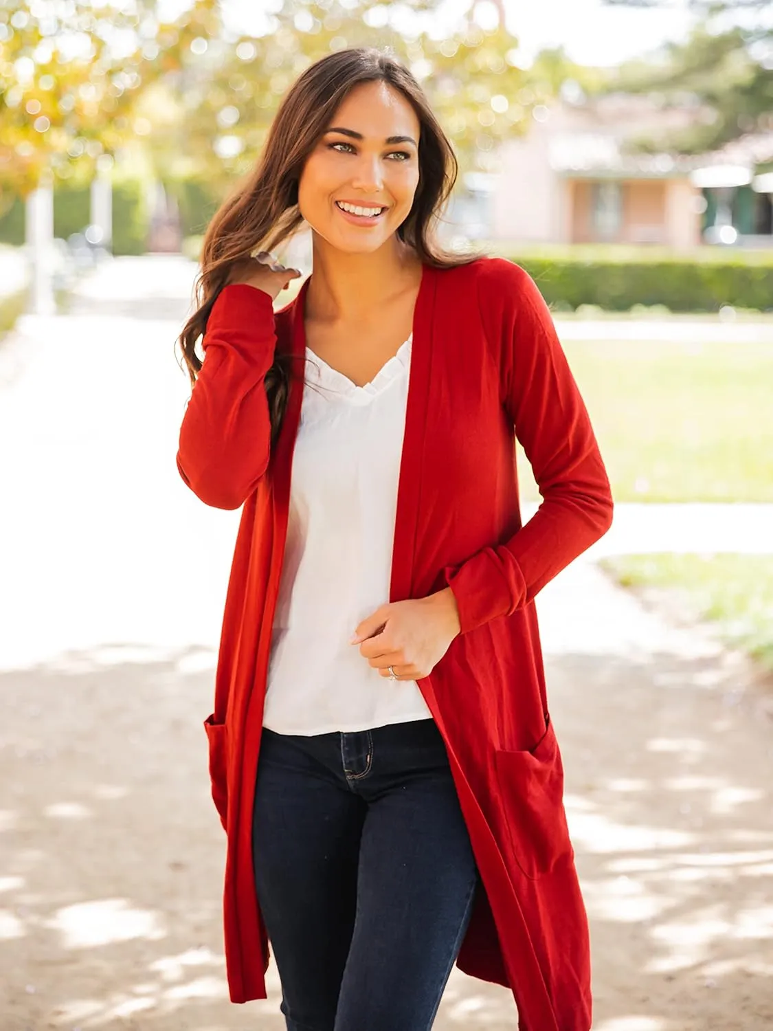 Tickled Teal Women’s Soft Long Sleeve Pocket Cardigan