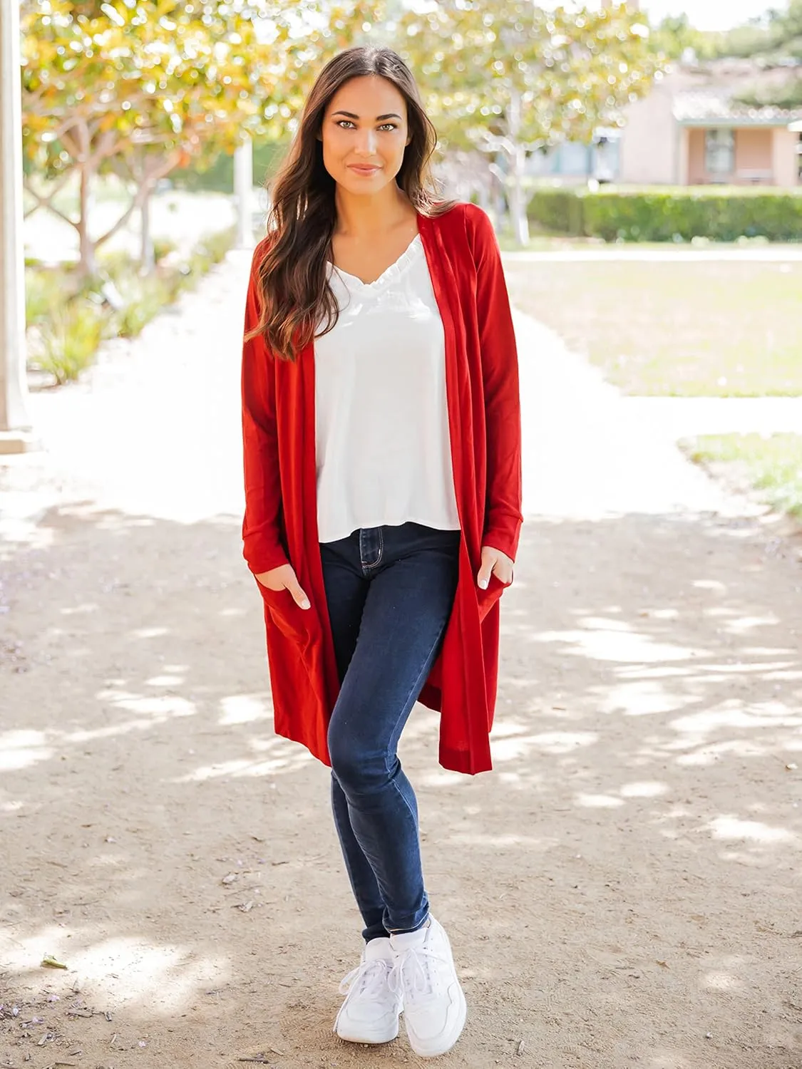 Tickled Teal Women’s Soft Long Sleeve Pocket Cardigan