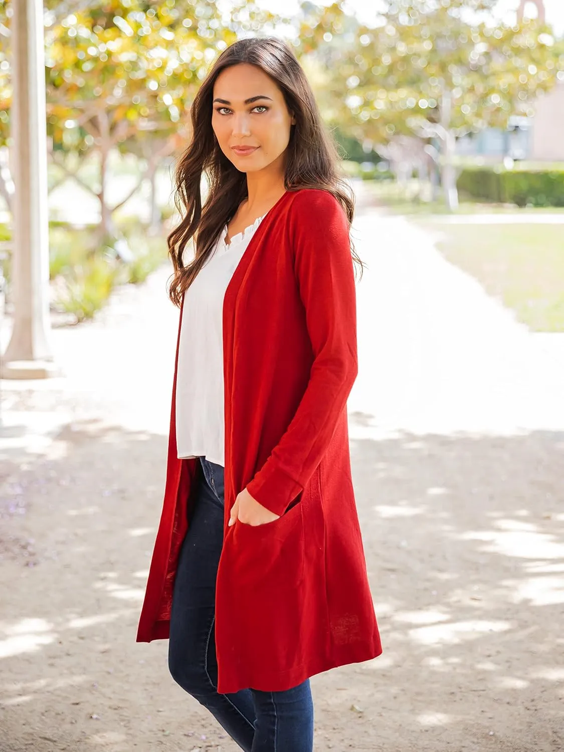 Tickled Teal Women’s Soft Long Sleeve Pocket Cardigan
