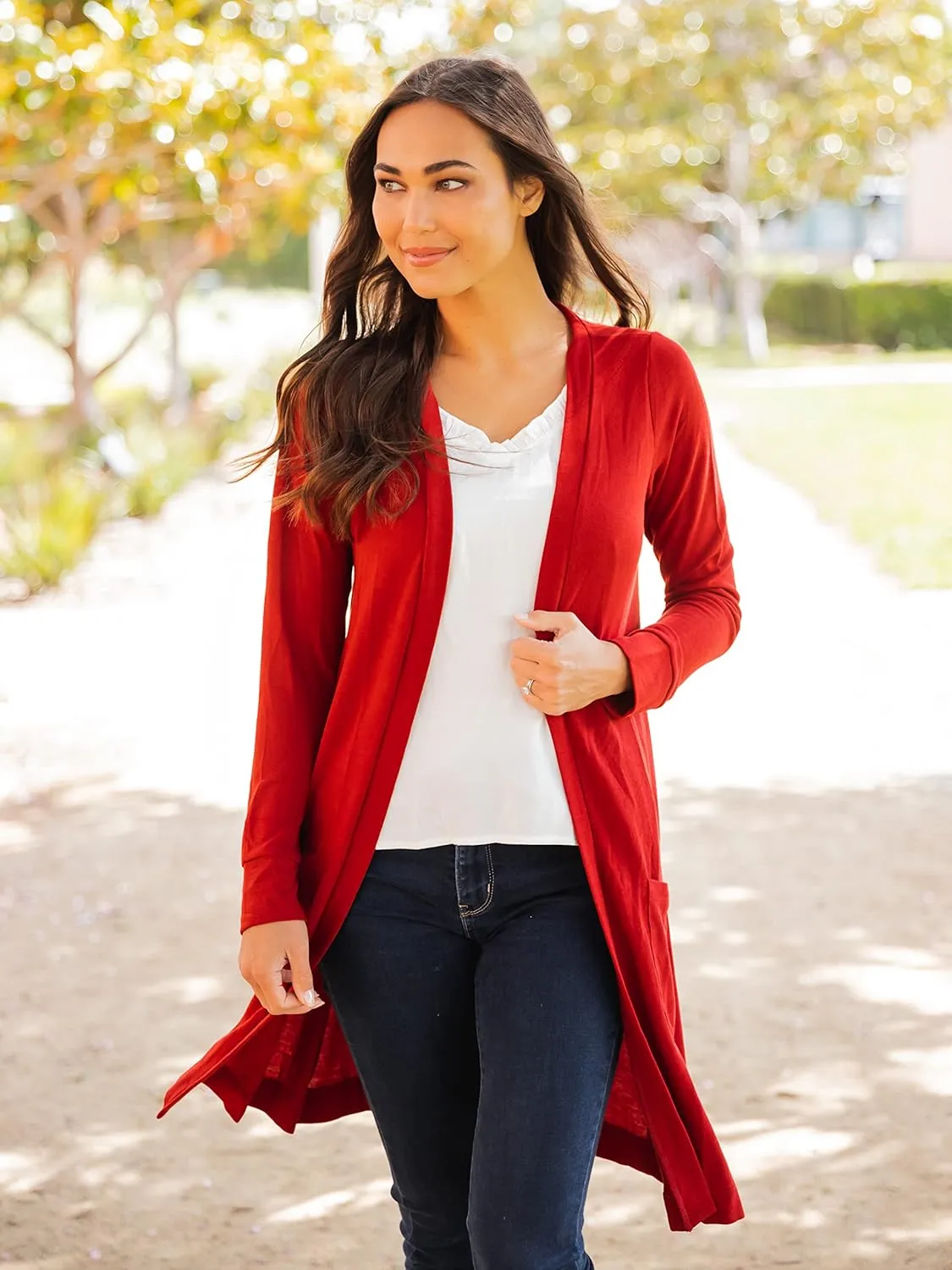 Tickled Teal Women’s Soft Long Sleeve Pocket Cardigan