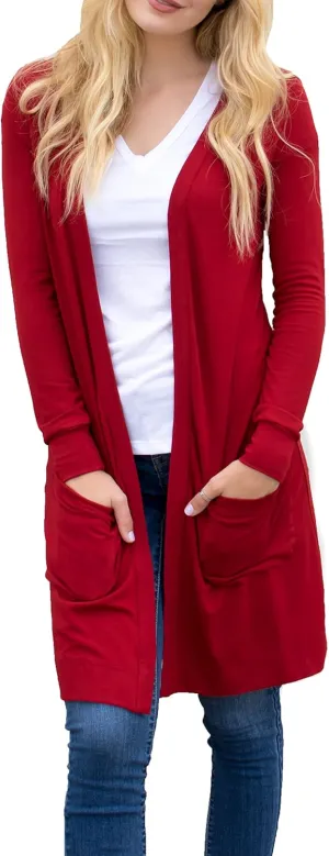 Tickled Teal Women’s Soft Long Sleeve Pocket Cardigan