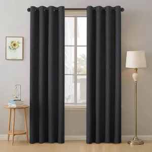 Timeles Blackout Curtains 84 Inches Long – 2 Panels Linen Curtains with Grommets, Room Darkening Drapes with White Liner for Bedroom & Living Room, 52 x 84 Inches, Black