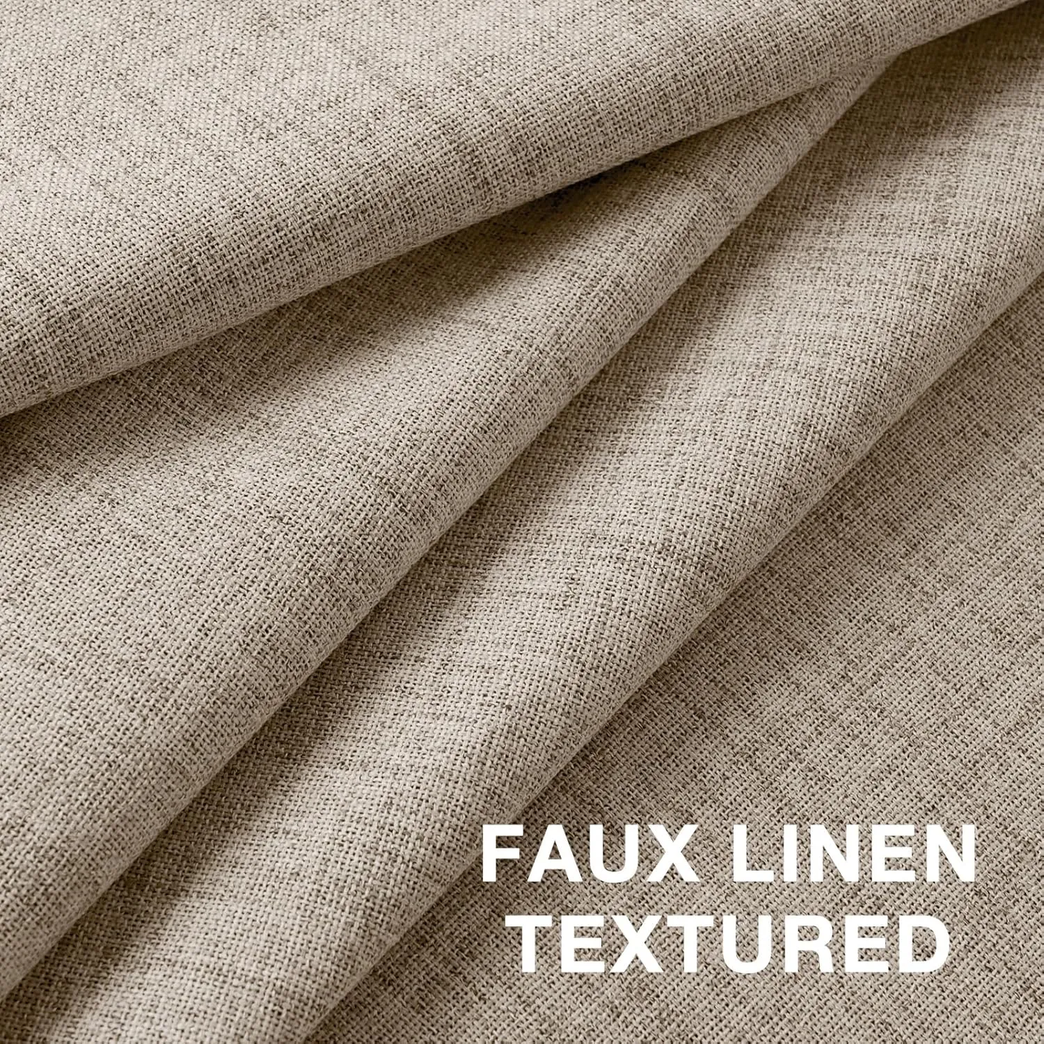 Timeles Blackout Curtains 84 Inches Long – 2 Panels Linen Curtains with Grommets, Room Darkening Drapes with White Liner for Bedroom & Living Room, 52 x 84 Inches, Natural