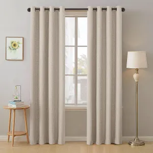 Timeles Blackout Curtains 84 Inches Long – 2 Panels Linen Curtains with Grommets, Room Darkening Drapes with White Liner for Bedroom & Living Room, 52 x 84 Inches, Natural