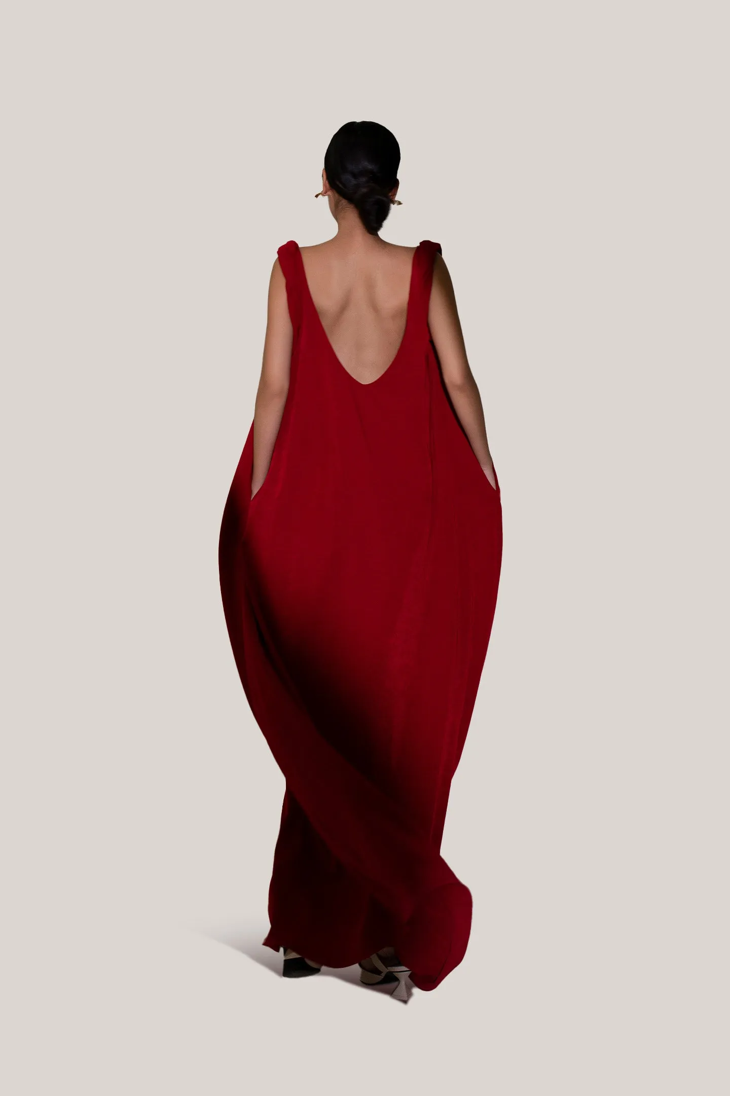 TINH ATELIER • Hy Flared Strappy Velvet Floor Length Dress