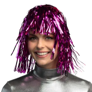 Tinsel wig Metallic fuchsia