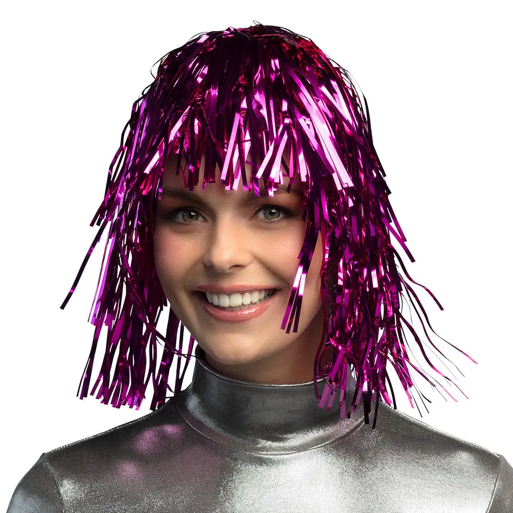 Tinsel wig Metallic fuchsia