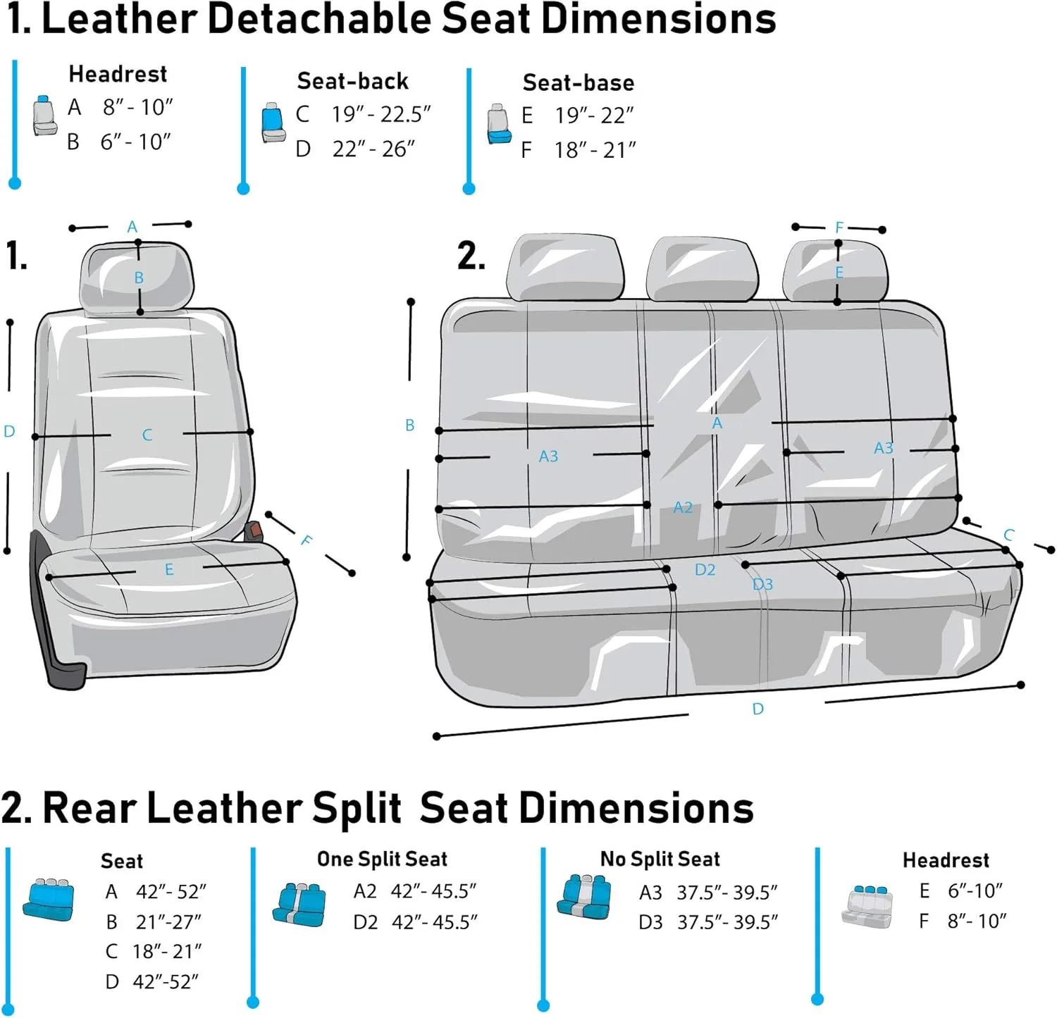 TLH Automotive Car Seat Covers PU Leather Rome Seat Covers Full Set Black Seat Covers Airbag Compatible Split Rear Car Seat Cover Universal Fit Interior Accessories for Cars, Auto, Trucks, SUV