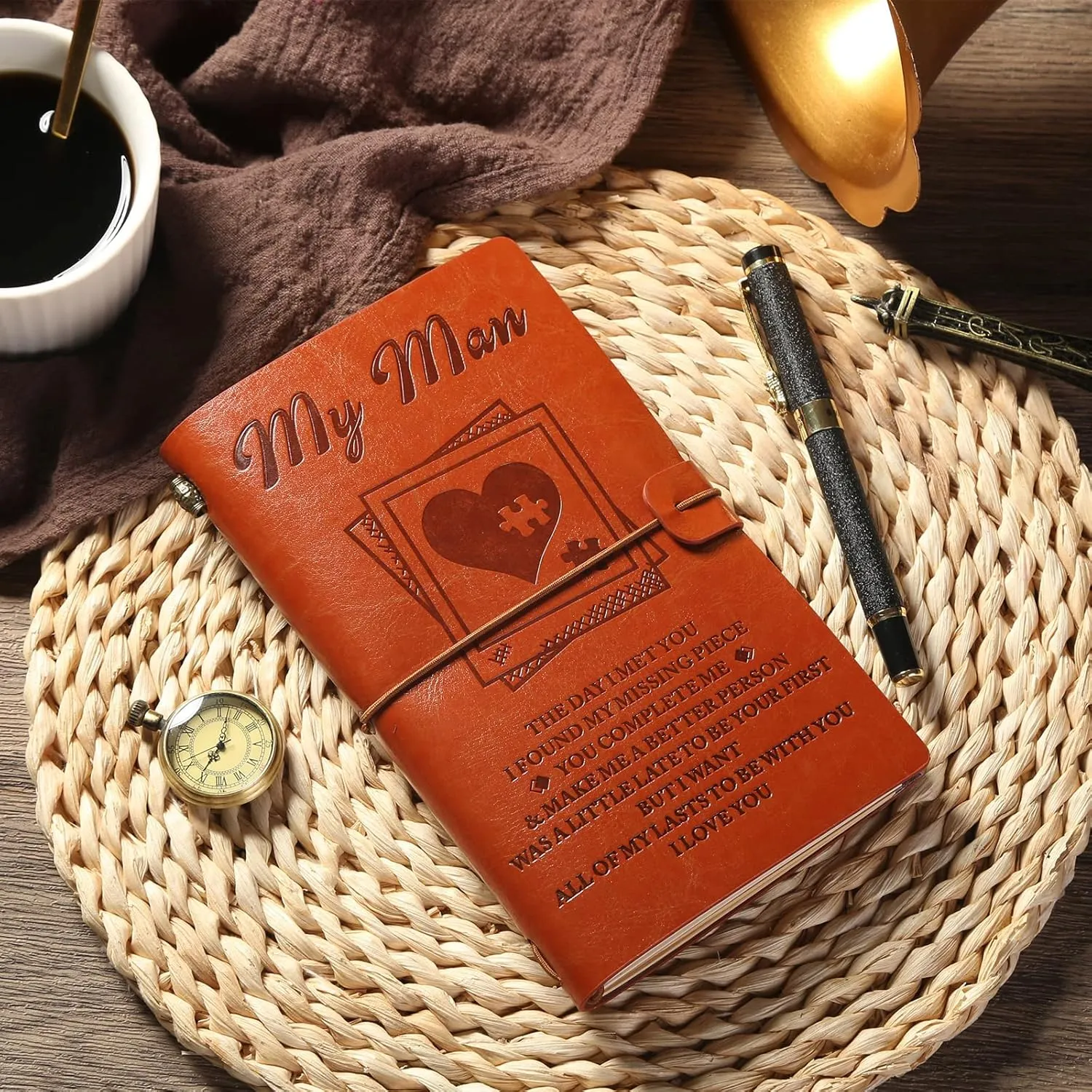 To my man Leather notebook Valentines Day Gifts -140 Pages Travel Notebook 7.9"X4.7" Vintage lettering leather notebook Travel Diary Journal Sketch BookHandmade notebook Thanksgiving, Christmas,