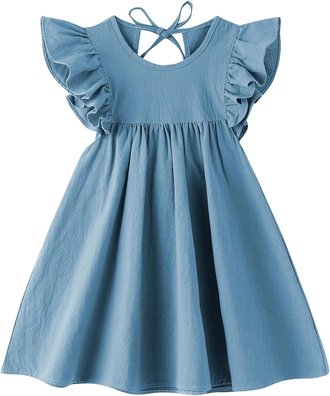 Toddler Linen Dress Baby Girls Ruffle Halter Sleeveless Casual Party Dresses