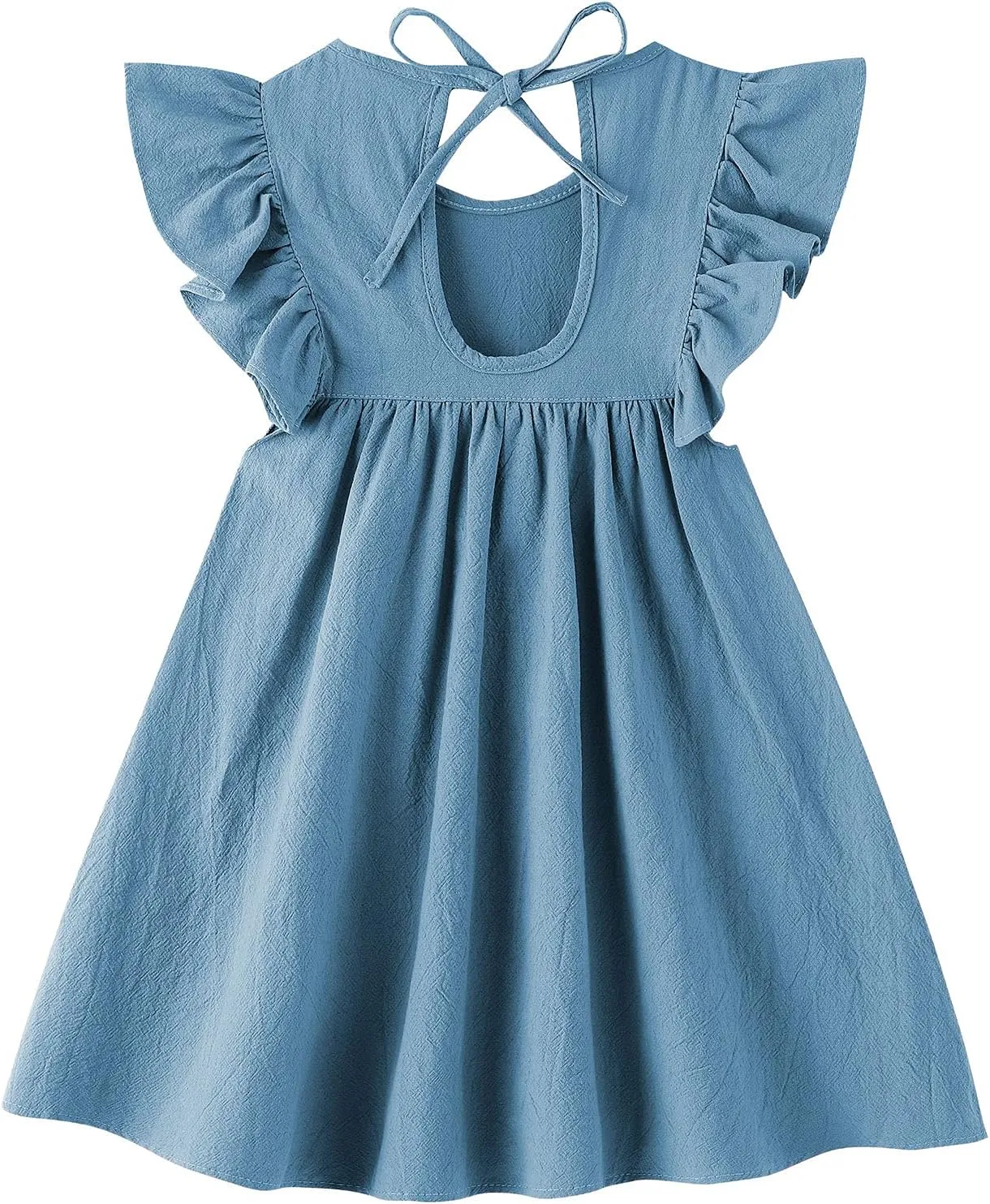 Toddler Linen Dress Baby Girls Ruffle Halter Sleeveless Casual Party Dresses