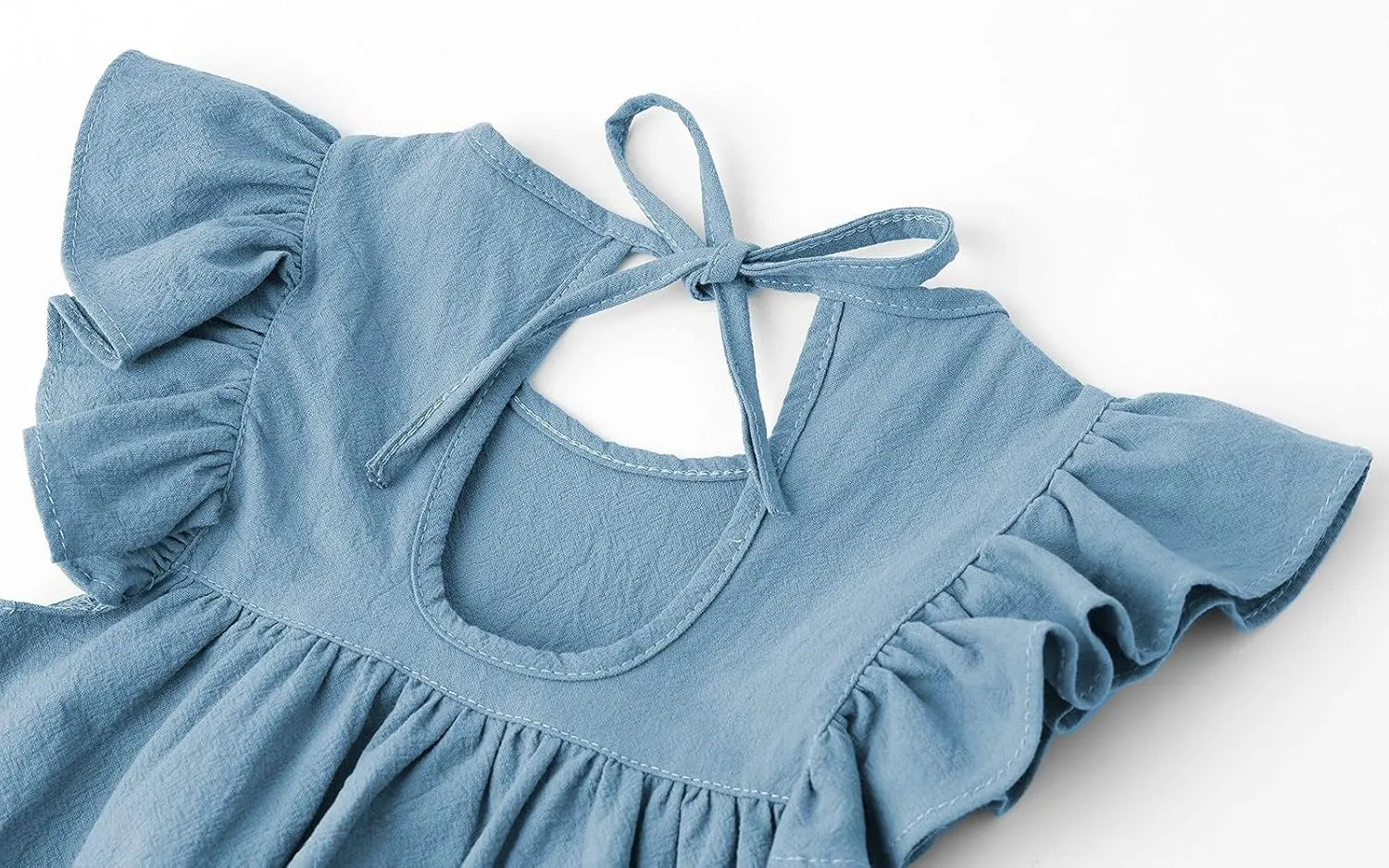 Toddler Linen Dress Baby Girls Ruffle Halter Sleeveless Casual Party Dresses