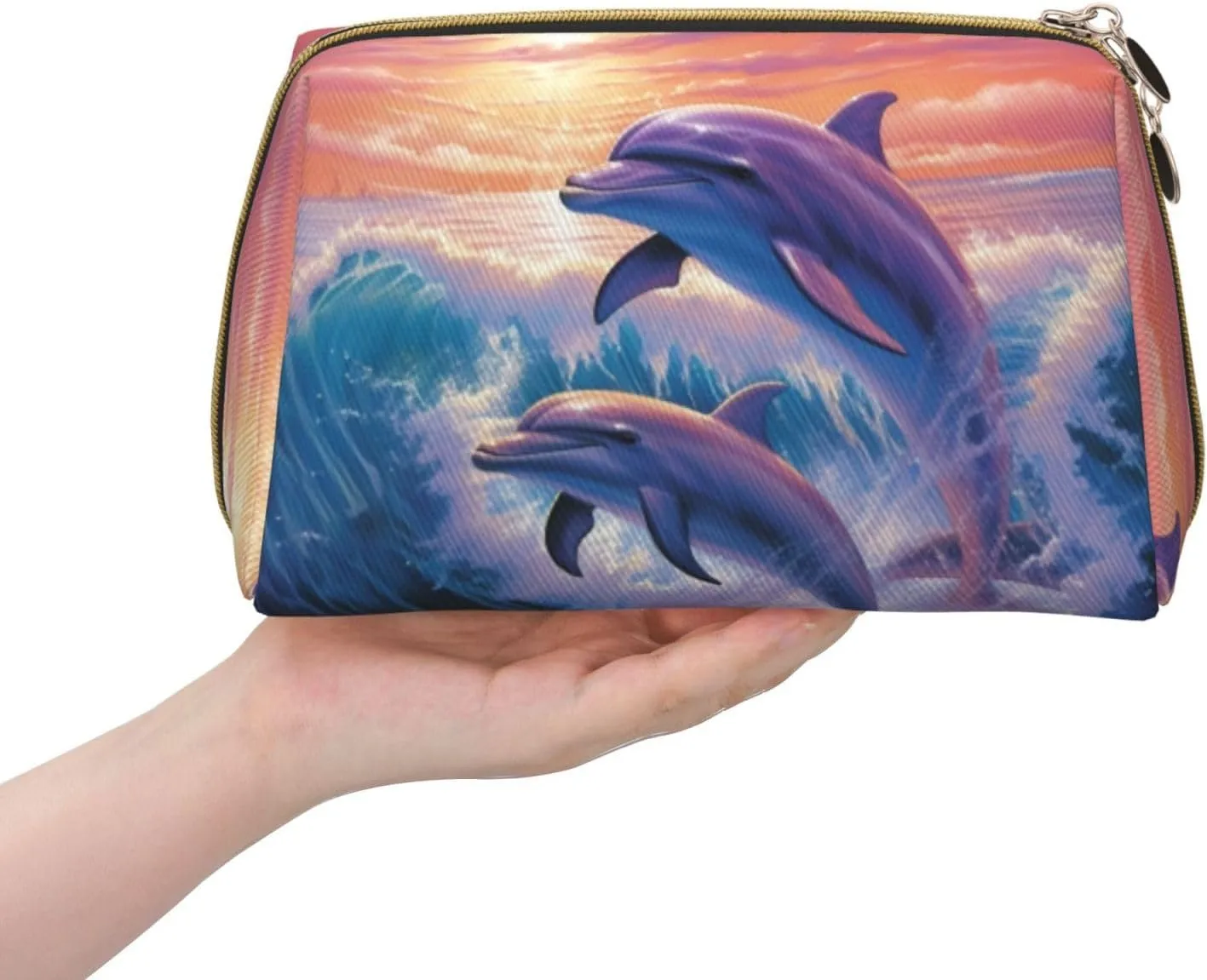 Toiletry Bag for Women Men Dopp Kit Travel Makeup Bag Dolphins Art Make Up Organizers Cosmetic Bag