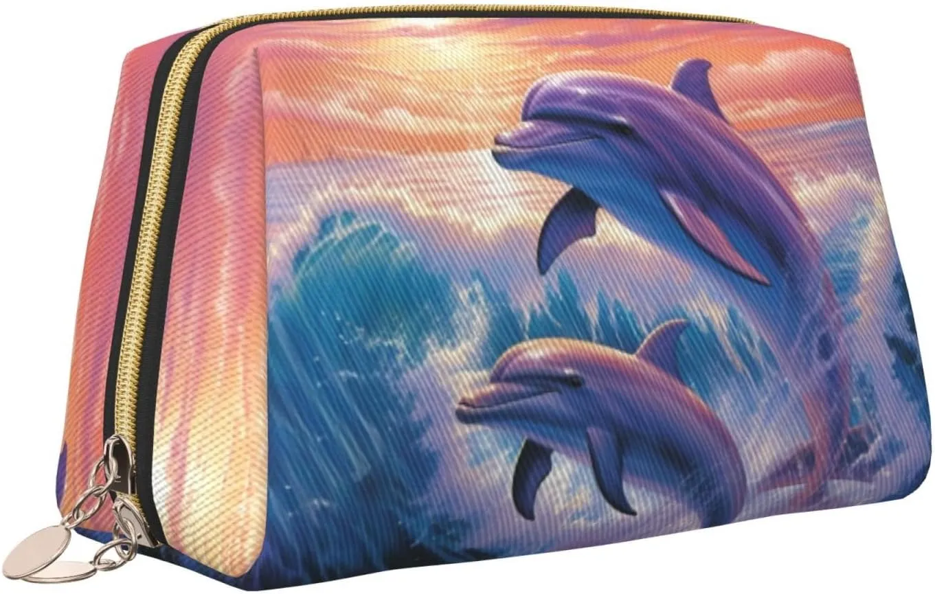Toiletry Bag for Women Men Dopp Kit Travel Makeup Bag Dolphins Art Make Up Organizers Cosmetic Bag