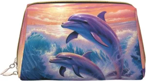 Toiletry Bag for Women Men Dopp Kit Travel Makeup Bag Dolphins Art Make Up Organizers Cosmetic Bag