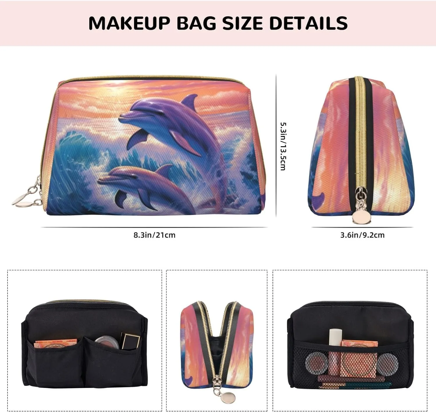 Toiletry Bag for Women Men Dopp Kit Travel Makeup Bag Dolphins Art Make Up Organizers Cosmetic Bag