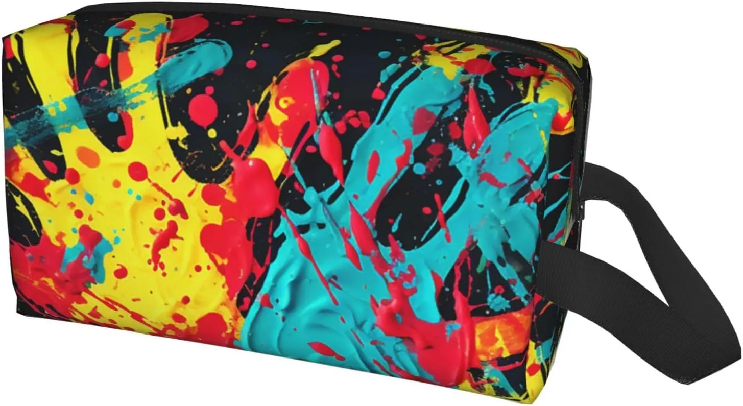 Toiletry Bag for Women Men Dopp Kit Travel Makeup Bag Make Up Organizers Cosmetic Bag Colorful Handprints Hanging Toiletry Bag Shaving Bag with Large Capacity for Travel