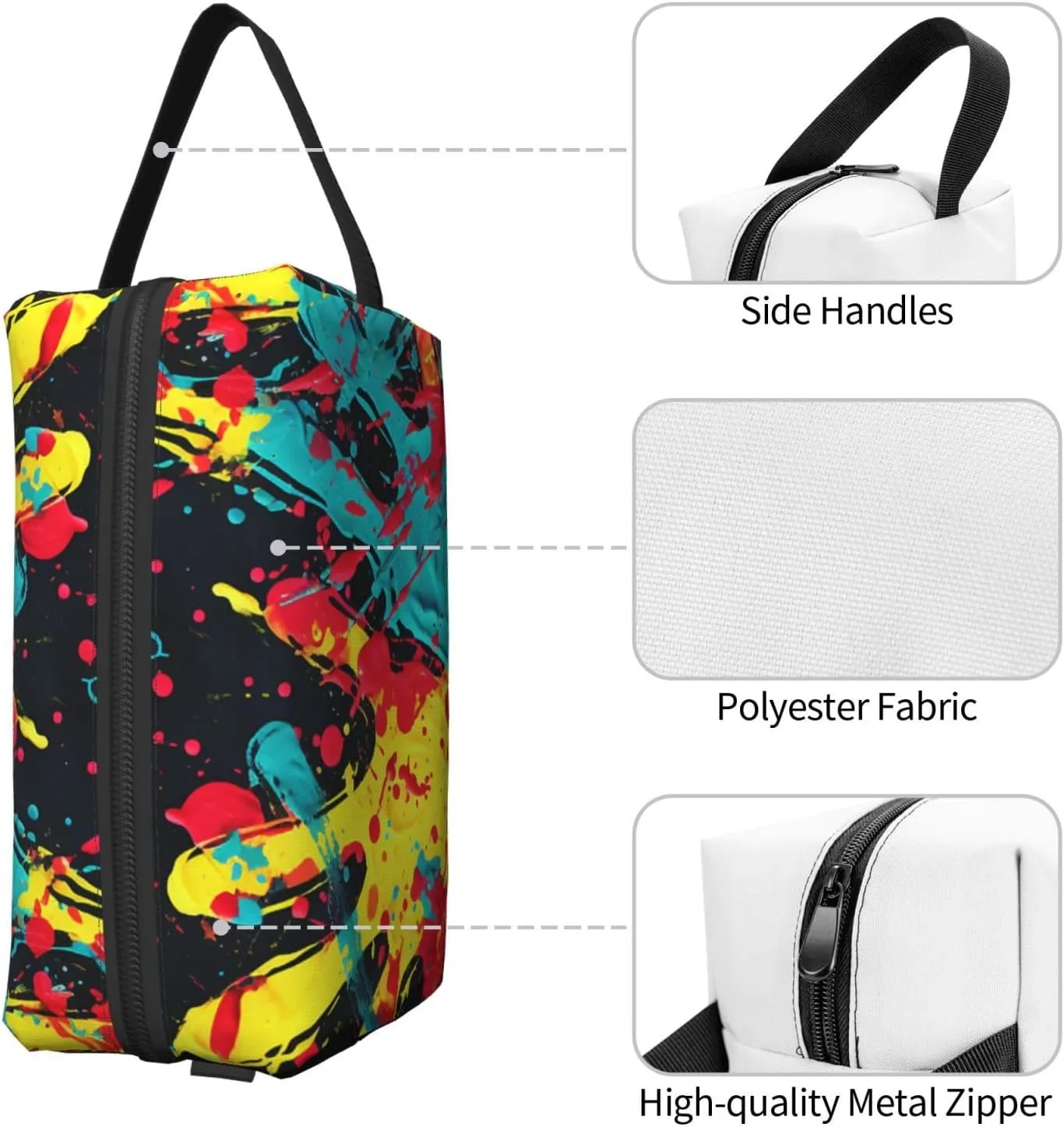 Toiletry Bag for Women Men Dopp Kit Travel Makeup Bag Make Up Organizers Cosmetic Bag Colorful Handprints Hanging Toiletry Bag Shaving Bag with Large Capacity for Travel