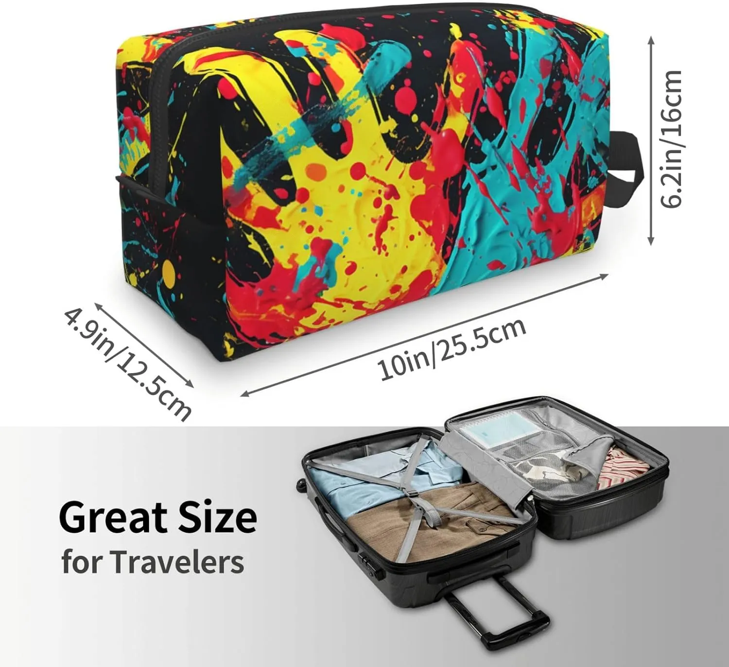 Toiletry Bag for Women Men Dopp Kit Travel Makeup Bag Make Up Organizers Cosmetic Bag Colorful Handprints Hanging Toiletry Bag Shaving Bag with Large Capacity for Travel